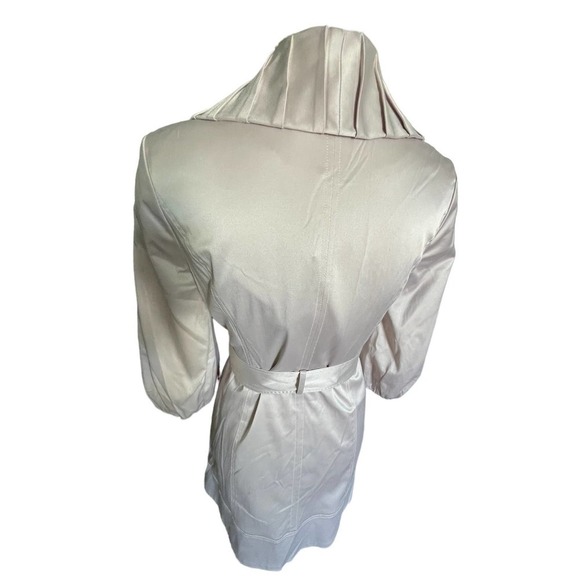 NWT C Luce Womens Double Breasted Ruffle Trench Coat Puff Sleeve Size S Pink - Picture 9 of 13